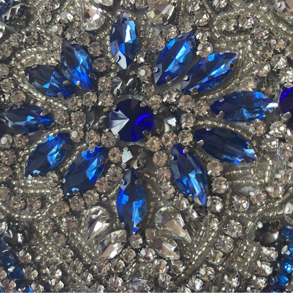 Nina Gelsey women’s Clutch bag | Silver/Blue Multi Glass Bead NWT - Picture 7 of 8